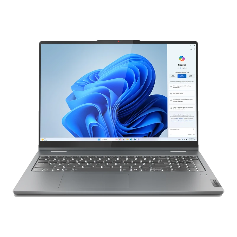 Lenovo IdeaPad 5 2-in-1 16AHP9 AMD Ryzen™ 7 8845HS Híbrido (2-en-1) 40,6 cm (16") Pantalla táctil WUXGA 16 GB LPDDR5x-SDRAM 1 TB SSD Wi-Fi 6 (802.11ax) Windows 11 Home Inglés Gris